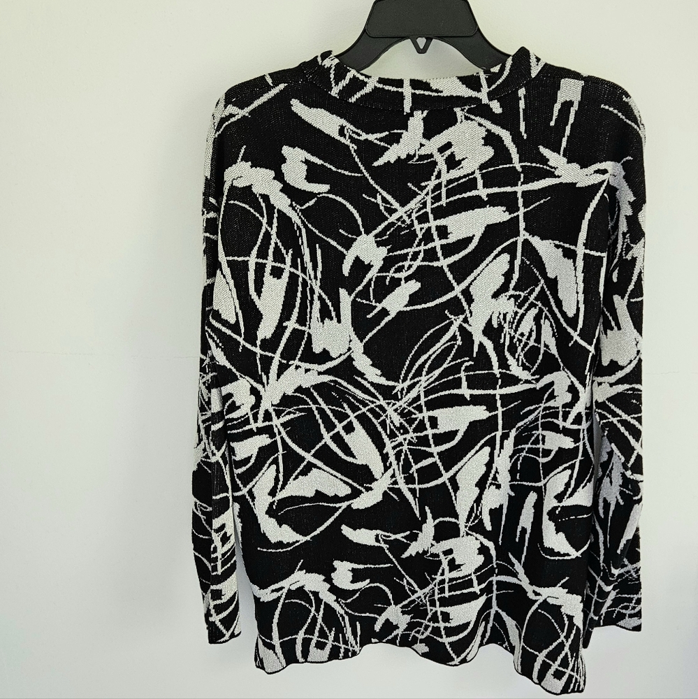 Joseph Ribkoff silver metallic jacquard sweater - Picture 5 of 8